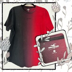 Hollister Red & Black Ombre Dip Dye Tee | Size XL